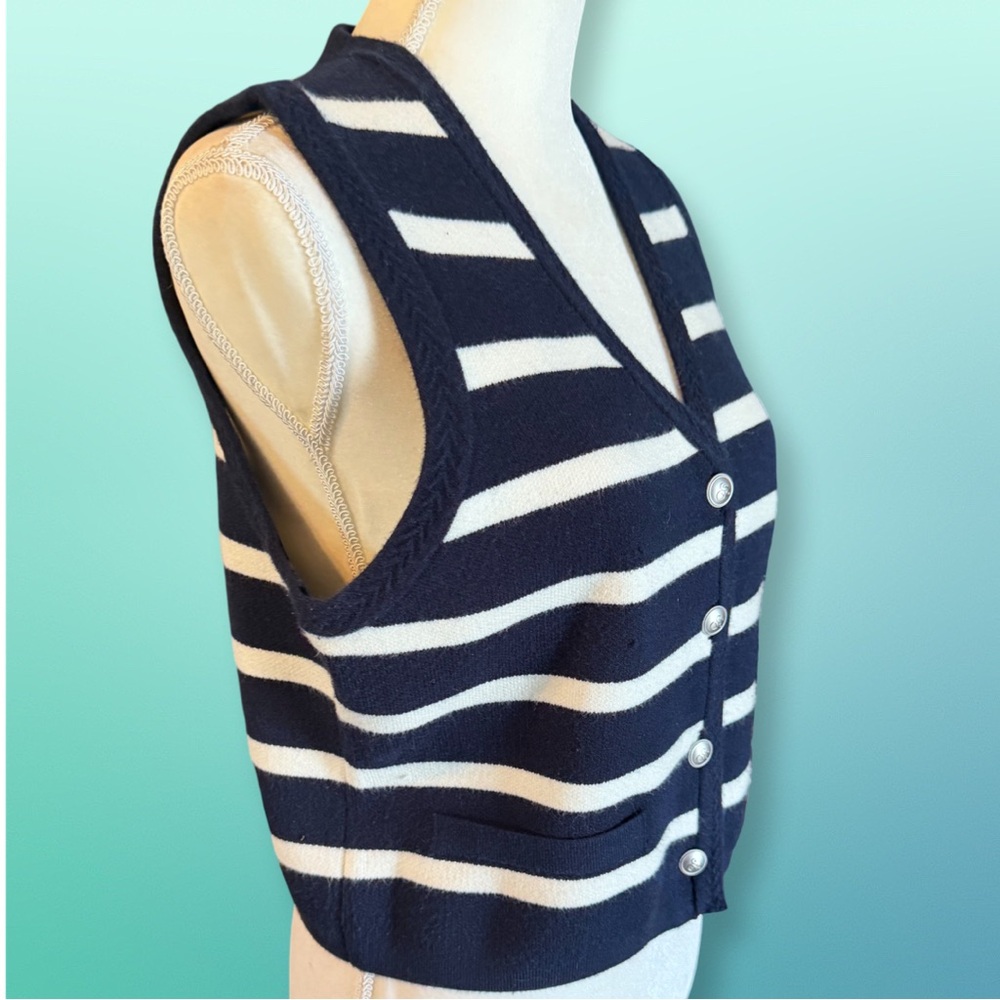 Striped Navy & White Button-Front Knit Vest by Scotch & Soda Amsterdam, NEW - Picture 4 of 4